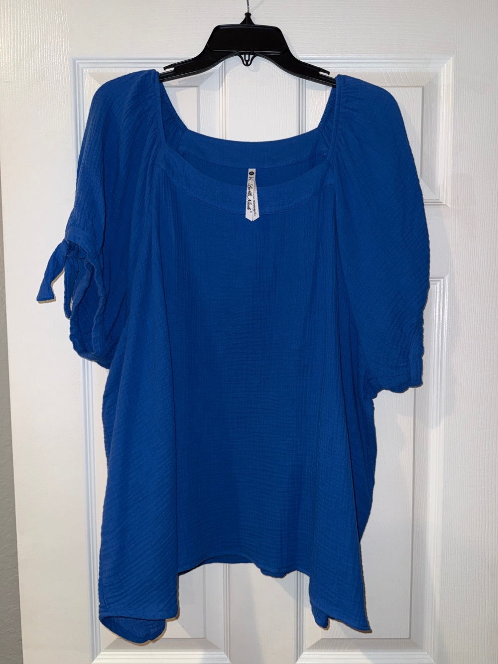 Leo & Nicole Royal Blue Peasant Top